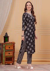 Stylish Black Cotton Kurta With Pant Set For Women-thumb1