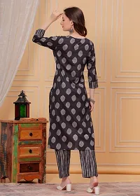 Stylish Black Cotton Kurta With Pant Set For Women-thumb3