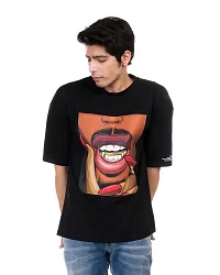 Stylish Cotton Black Printed Round Neck Half Sleeves T-shirt For Men-thumb2