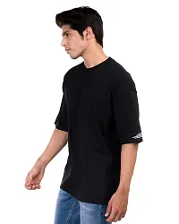 Stylish Cotton Black Printed Round Neck Half Sleeves T-shirt For Men-thumb3