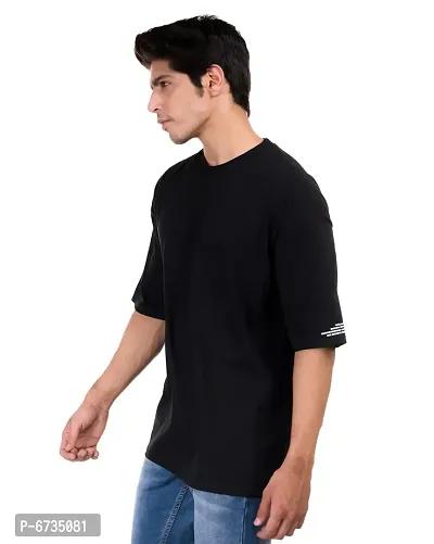 Stylish Cotton Black Printed Round Neck Half Sleeves T-shirt For Men-thumb4