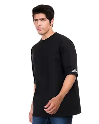 Stylish Cotton Black Printed Round Neck Half Sleeves T-shirt For Men-thumb3