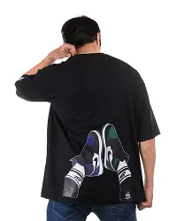 Stylish Cotton Black Printed Round Neck Half Sleeves T-shirt For Men-thumb1