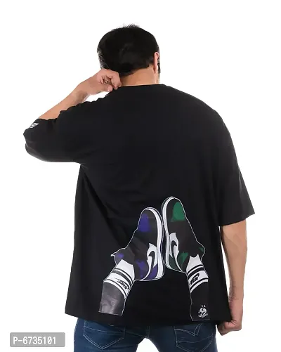 Stylish Cotton Black Printed Round Neck Half Sleeves T-shirt For Men-thumb2