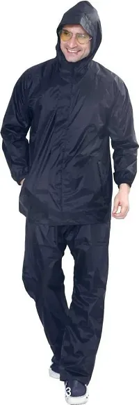 Stylish Polyster Unisex Raincoat For Men And Women Size M-thumb0