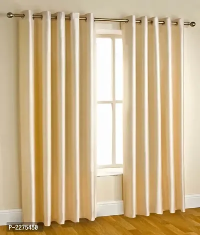 Beige Set Of 2 Beautiful Door Curtains 7 Feet-thumb0