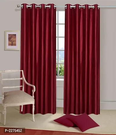 Maroon Set Of 2 Beautiful Door Curtains 7 Feet-thumb0
