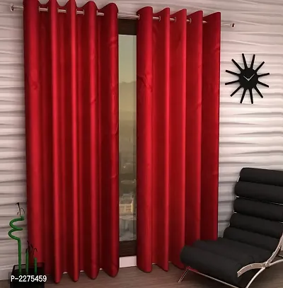 Red Set of 2 Beautiful Door Curtains 7 Feet-thumb0