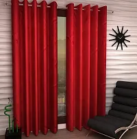 Red Set of 2 Beautiful Door Curtains 7 Feet-thumb1