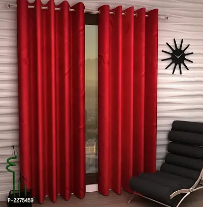 Red Set of 2 Beautiful Door Curtains 7 Feet-thumb2