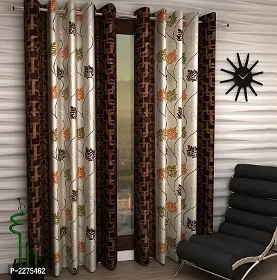 Brown Set of 2 Beautiful Door Curtains 7 Feet-thumb0