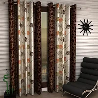 Brown Set of 2 Beautiful Door Curtains 7 Feet-thumb1