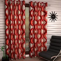 Red Set of 2 Beautiful Door Curtains 7 Feet-thumb1