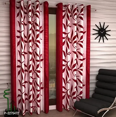 Red Set of 2 Beautiful Door Curtains 7 Feet-thumb0