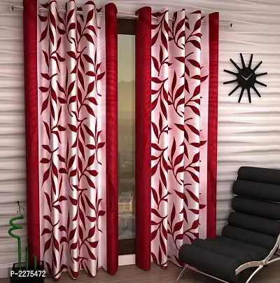 Red Set of 2 Beautiful Door Curtains 7 Feet-thumb2