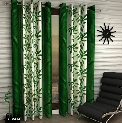 Green Set of 2 Beautiful Door Curtains 7 Feet-thumb0