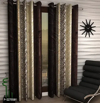 Brown Set Of 2 Beautiful Door Curtains 7 Feet-thumb0