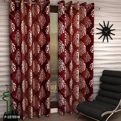 Maroon Set Of 2 Beautiful Door Curtains 7 Feet-thumb2