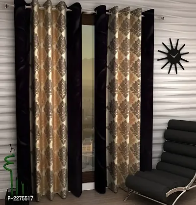Black Set of 2 Beautiful Door Curtains 7 Feet-thumb0