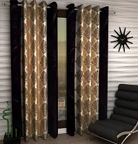Black Set of 2 Beautiful Door Curtains 7 Feet-thumb1