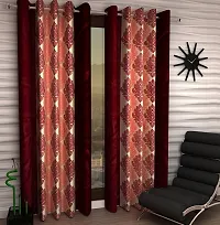 Maroon Set of 2 Beautiful Door Curtains 7 Feet-thumb1
