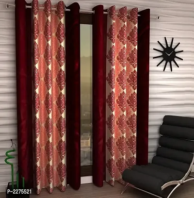 Maroon Set of 2 Beautiful Door Curtains 7 Feet-thumb2