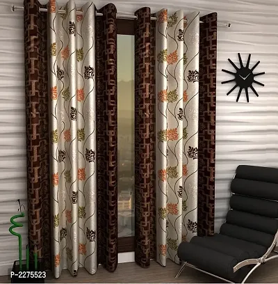 Brown Set of 2 Beautiful Door Curtains 7 Feet-thumb0