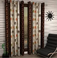 Brown Set of 2 Beautiful Door Curtains 7 Feet-thumb1