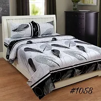 Printed Polycotton Double Bedsheet With 2 Pillow Covers-thumb1