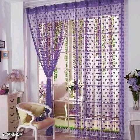 Multicolored Polyester Eyelet Fitting Curtains (Set Of 2)