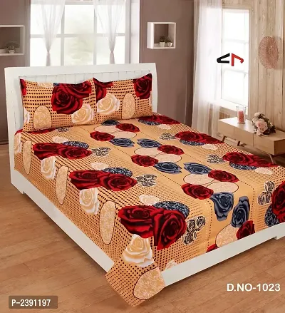 Comfortable Multicoloured  Polycotton Bedsheet with 2 Pillow Covers