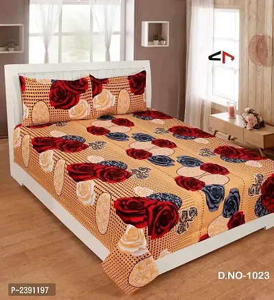 Comfortable Multicoloured  Polycotton Bedsheet with 2 Pillow Covers-thumb2