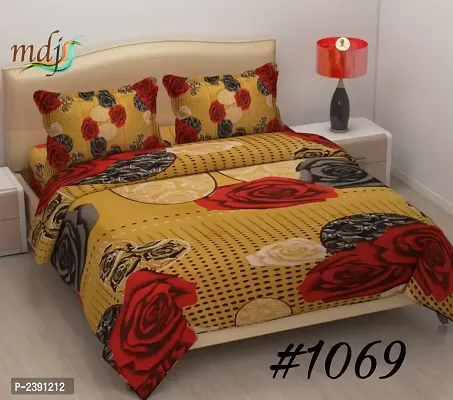 Comfortable Multicoloured  Polycotton Bedsheet with 2 Pillow Covers-thumb0