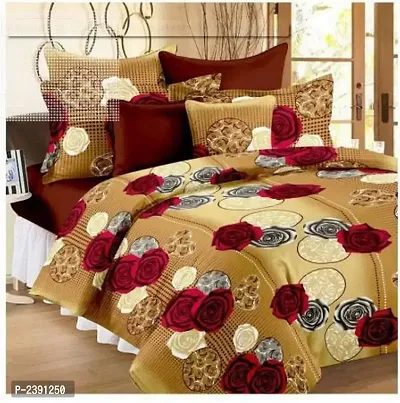 Comfortable Multicoloured  Polycotton Bedsheet with 2 Pillow Covers-thumb0