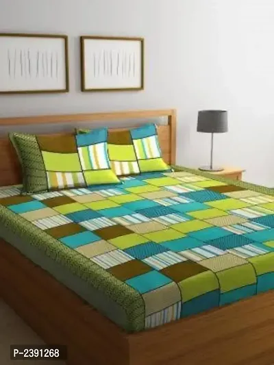 Comfortable Multicoloured  Polycotton Bedsheet with 2 Pillow Covers