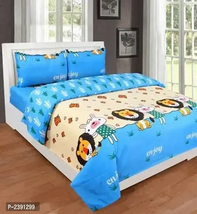 Comfortable Blue  Polycotton Bedsheet with 2 Pillow Covers