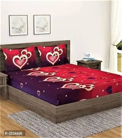 Comfortable Red Polycotton Bedsheet with 2 Pillow Covers