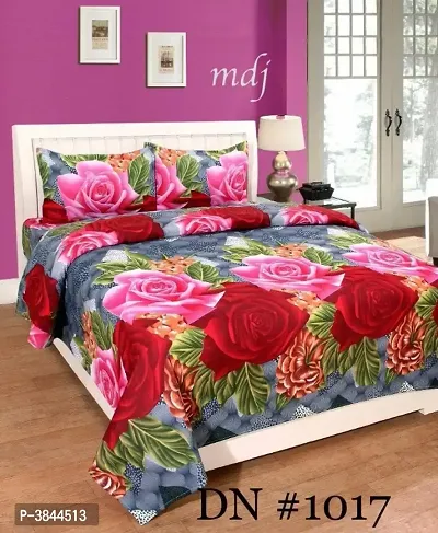 Comfortable Multicoloured  Polycotton Bedsheet with 2 Pillow Covers-thumb0