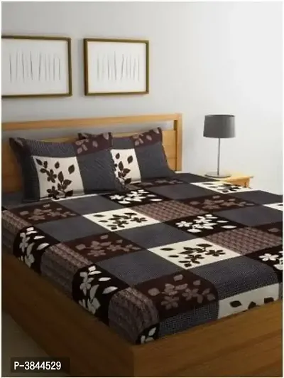 Comfortable Brown  Polycotton Bedsheet with 2 Pillow Covers-thumb0