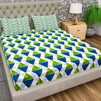 Comfortable Green  Polycotton Bedsheet with 2 Pillow Covers-thumb1