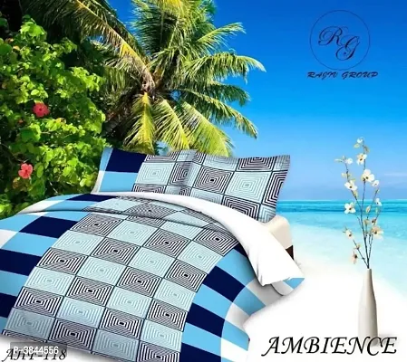 Comfortable Blue  Polycotton Bedsheet with 2 Pillow Covers