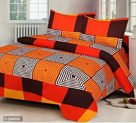 Comfortable Orange  Polycotton Bedsheet with 2 Pillow Covers-thumb0