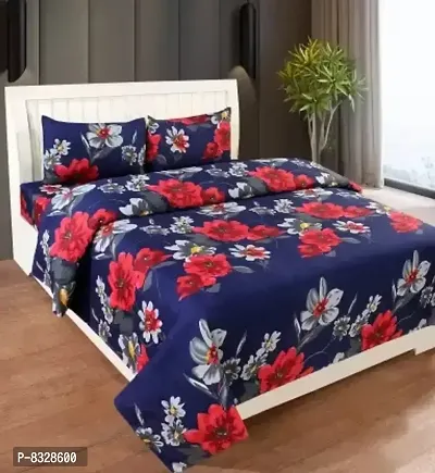 Comfortable Multicoloured  Polycotton Bedsheet with 2 Pillow Covers