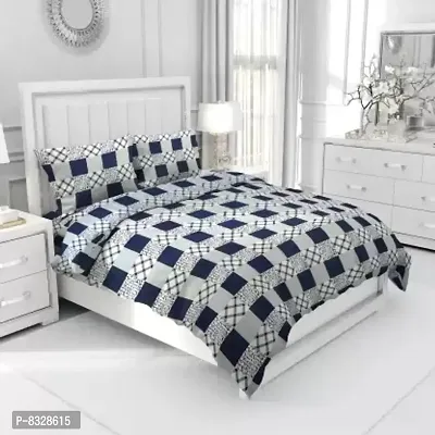 Comfortable Blue  Polycotton Bedsheet with 2 Pillow Covers