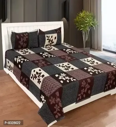 Comfortable Brown  Polycotton Bedsheet with 2 Pillow Covers
