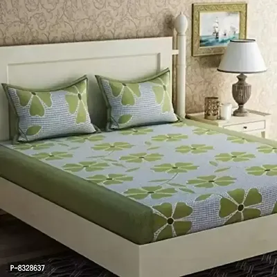 Comfortable Green  Polycotton Bedsheet with 2 Pillow Covers