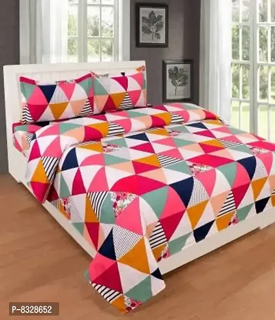 Comfortable Multicoloured  Polycotton Bedsheet with 2 Pillow Covers-thumb0