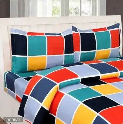 Comfortable Multicoloured  Polycotton Bedsheet with 2 Pillow Covers-thumb3