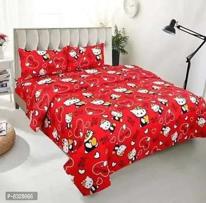 Comfortable Red  Polycotton Bedsheet with 2 Pillow Covers