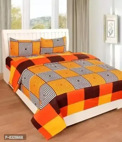 Comfortable Orange  Polycotton Bedsheet with 2 Pillow Covers